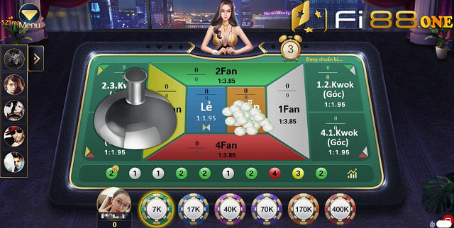 Người chơi đặt cược trên giao diện bàn chơi Fan Tan FI88
